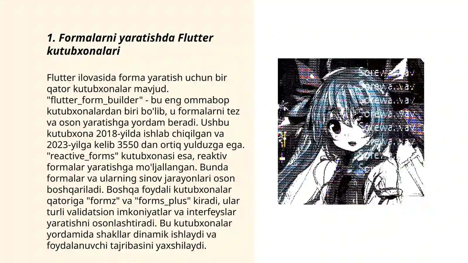 Formalarni yaratishda Flutter kutubxonalari 3
