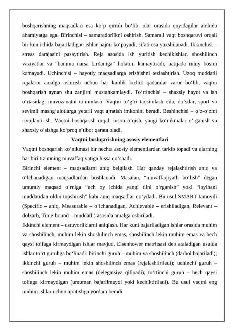 Vaqtni boshqarish ko‘nikmasi va undan foydalanishning afzalliklari 3