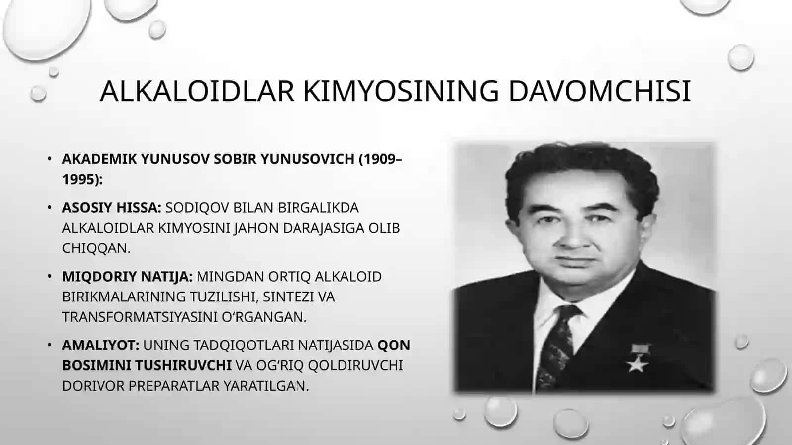 Oʻzbekistonning mustaqil kimyo fanini yaratishda olimlarning roli. Fan: kimyo 3