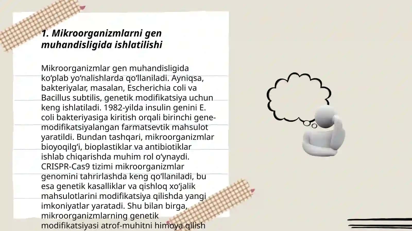 Mikroorganizmlarni gen muhandisligida qoʻllanilishi va shu sohada erishilgan yutuqlar 3