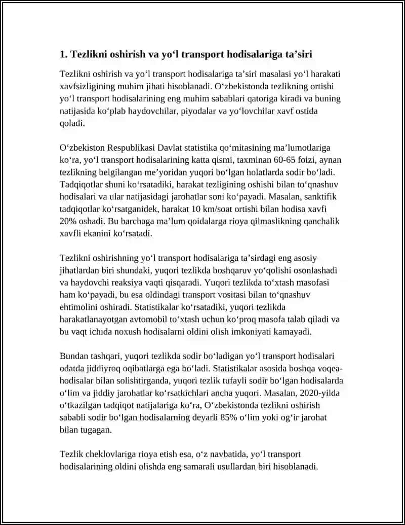 YOʻL TRANSPORT HODISALARINING ASOSIY SABABLARI VA ULARNI KAMAYTIRISH YOʻLLARI 3