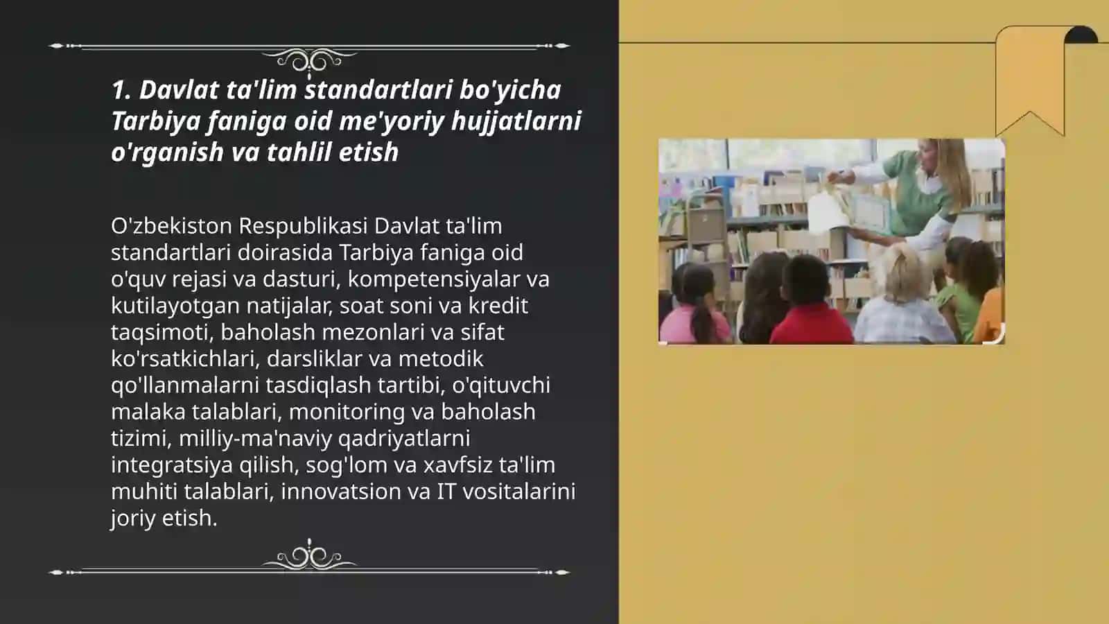 Tarbiya fanini o'qitish metodikasi fanini mazmunini yorutuvchi me'yoriy hujjatlarni o'rganish va tahlil etish 3
