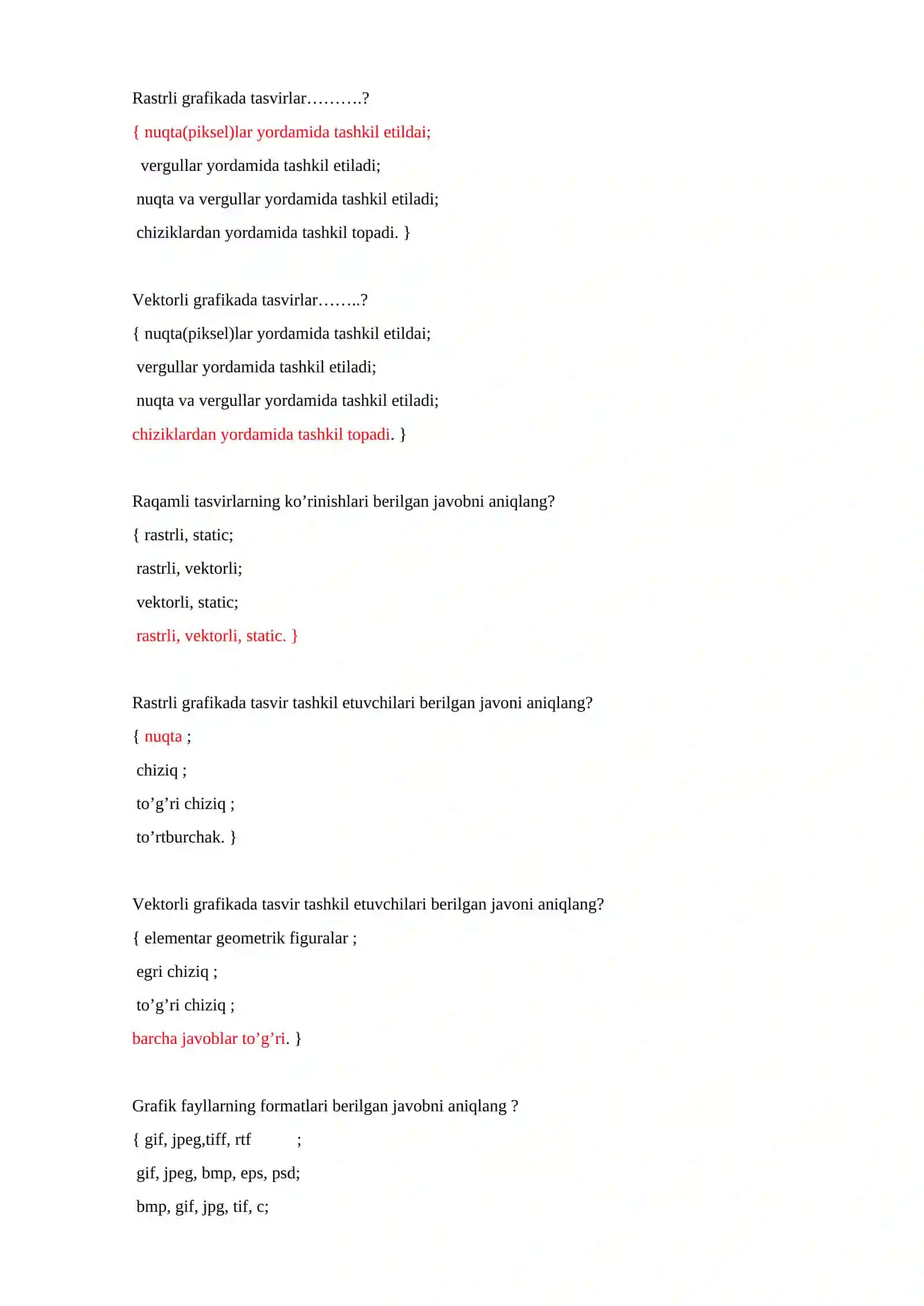 Kompyuterli grafika fanidan topshiriqlar 3