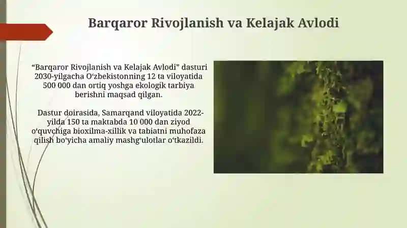 Barqaror Rivojlanish va Kelajak Avlodi 3