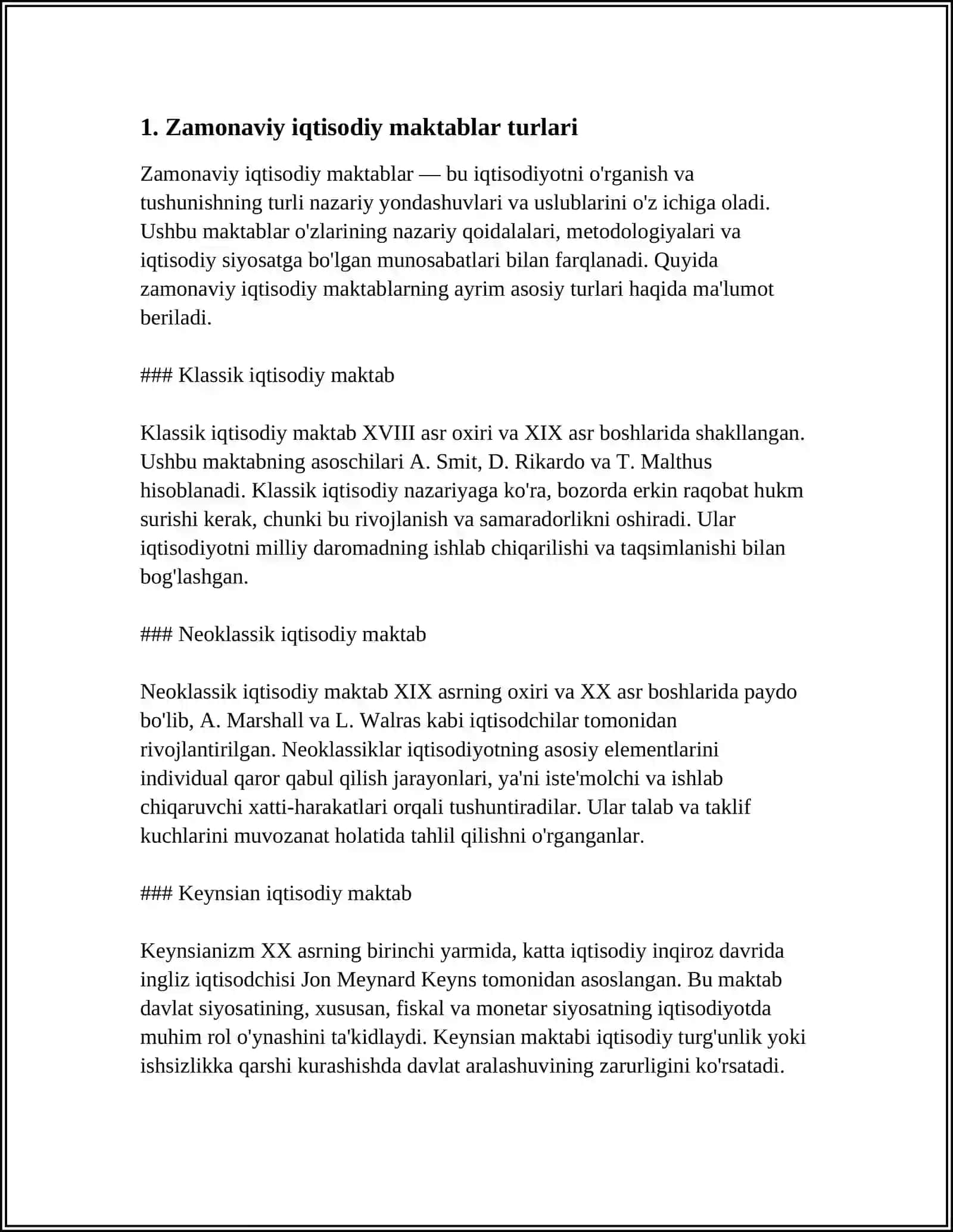 ZAMONAVIY IQTISODIY MAKTABLARNING NAZARIY TAMOYILLARI 3