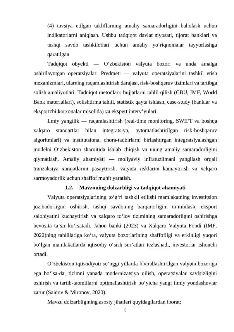 O'ZBEKISTON VALYUTA OPERATSIYALARINI TAKOMILLASHTIRISH YO'LLARI 3