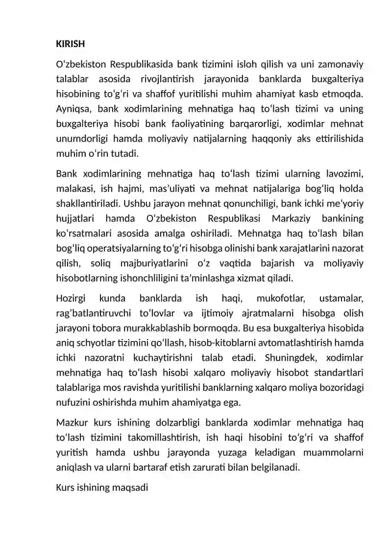 Banklarda xodimlar mehnatiga haq to‘lash va uning hisobi 3