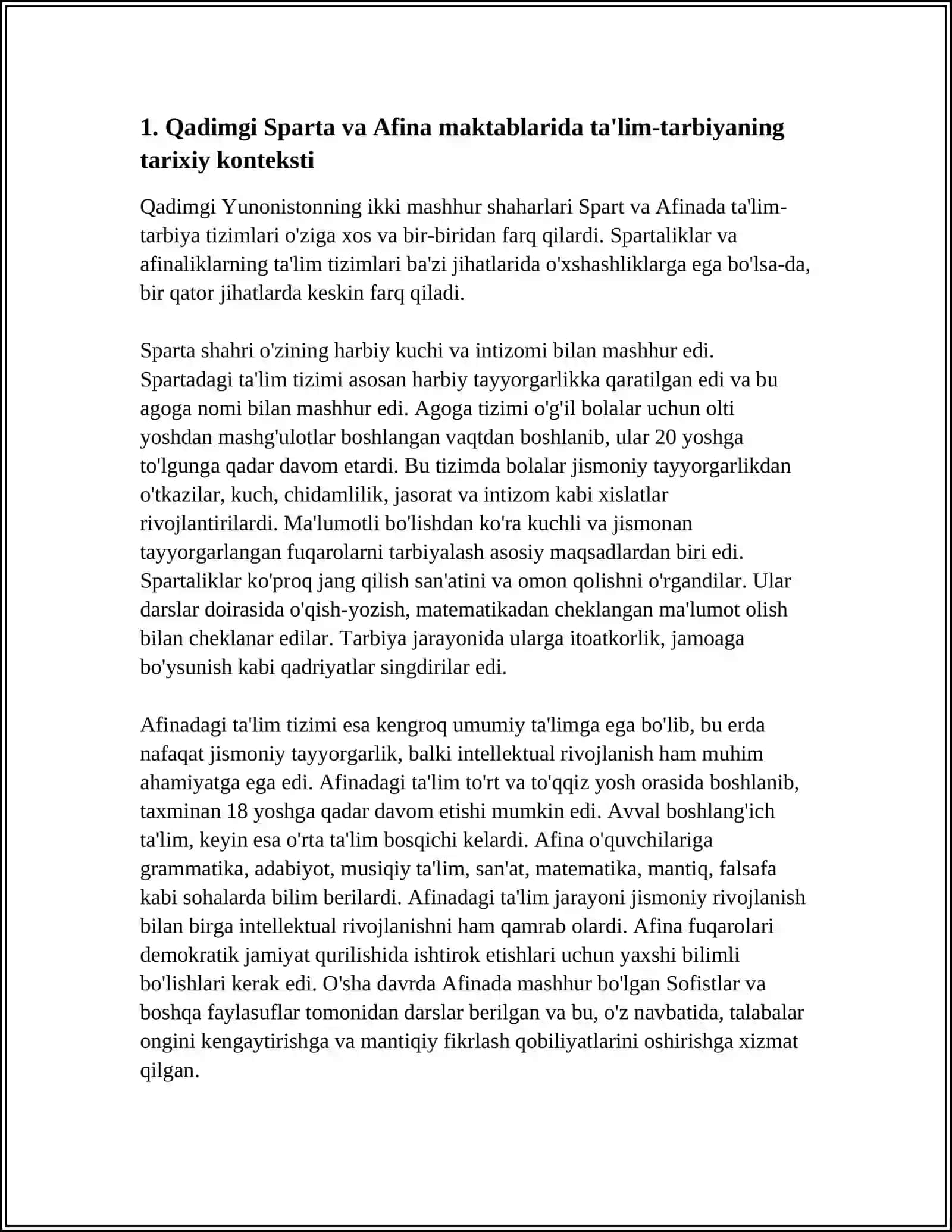 QADIMGI SPARTA VA AFINA MAKTABLARIDA TA'LIM-TARBIYA 3