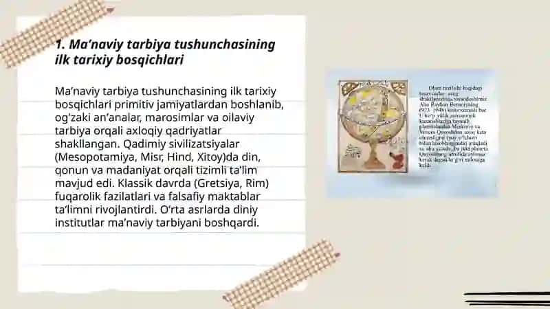 Maʼnaviy tarbiya toʻgʻrisidagi ilk tasavvurlar qarashlar va taʼlimotlar 3