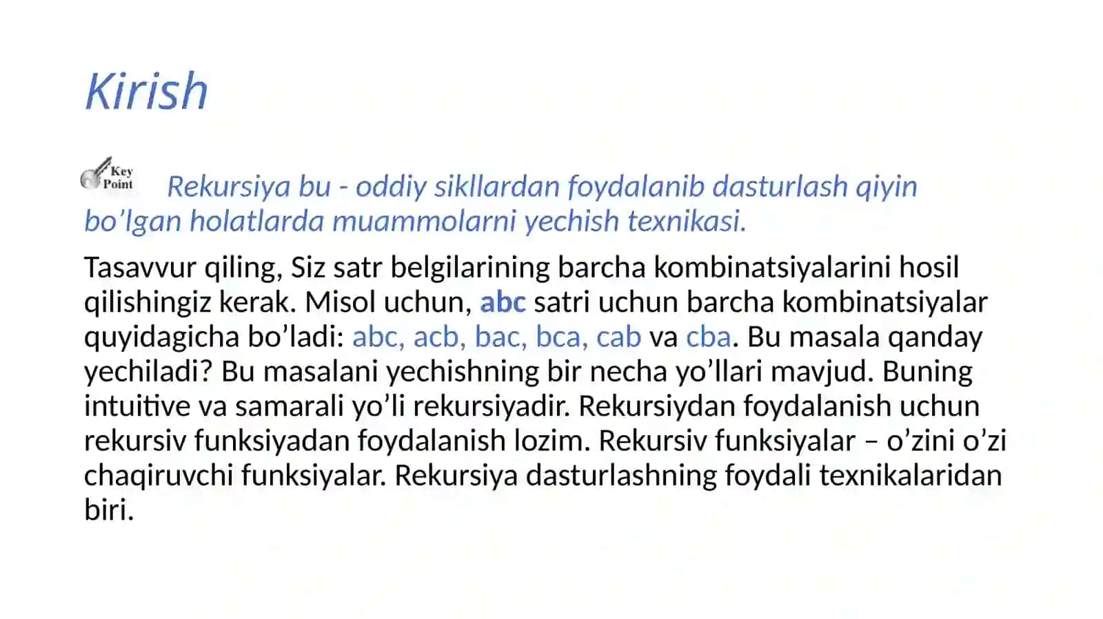 Rekursivfunksiyalar bilan ishlash 3
