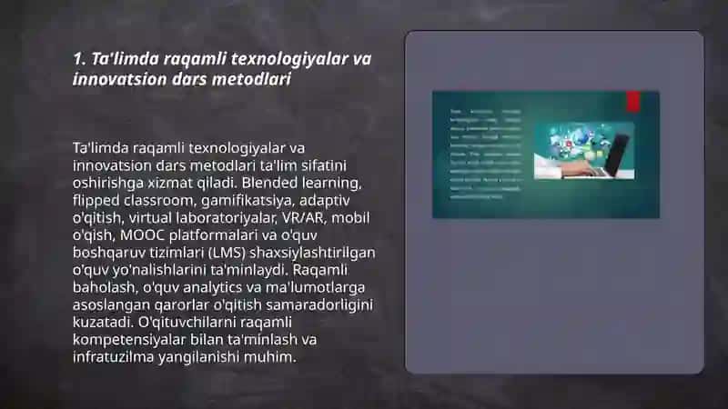 Ta'limda raqamli texnologiyalar va innovatsion dars metodlari 3