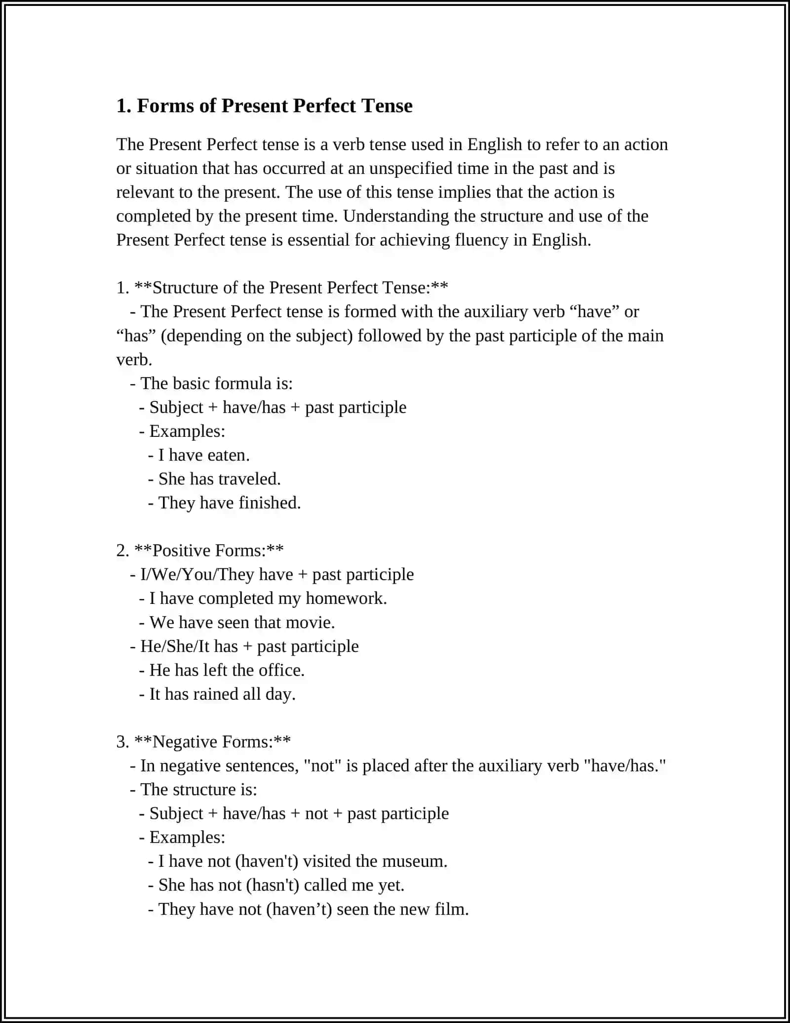PRESENT PERFECT TENSE 3
