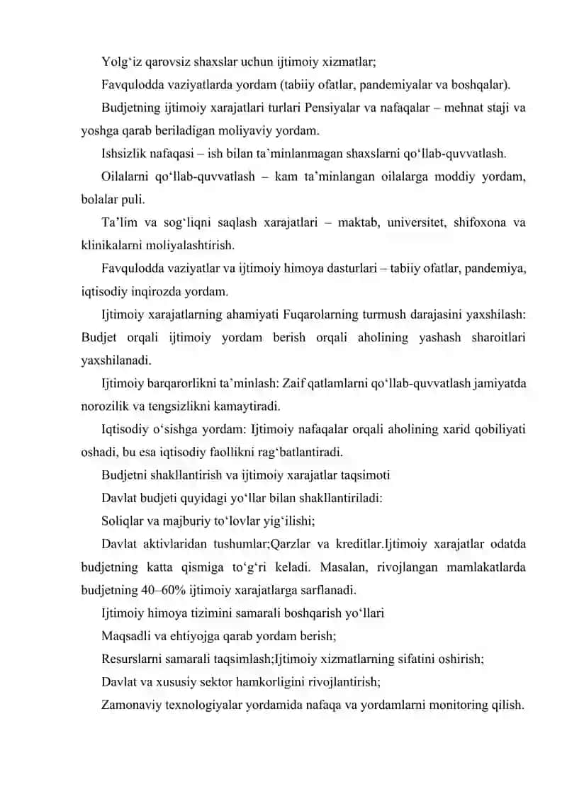 BUDJETNING IJTIMOIY TA'MINOT VA IJTIMOIY HIMOYA XARAJATLARI 3