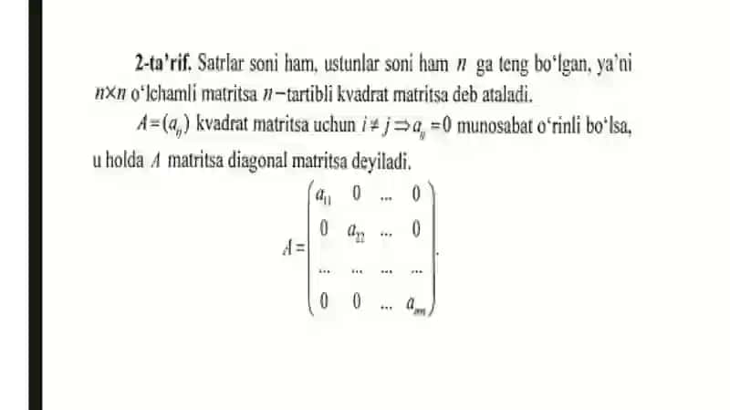 Matritsalar va ular ustida amallar 3