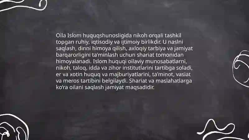 Islom huquqshunosligida oila, nikoh, taloq, idda, zihor tushunchalari 3