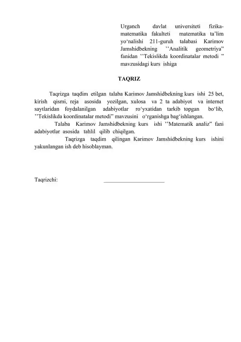 Tekislikda koordinatalar metodi 3