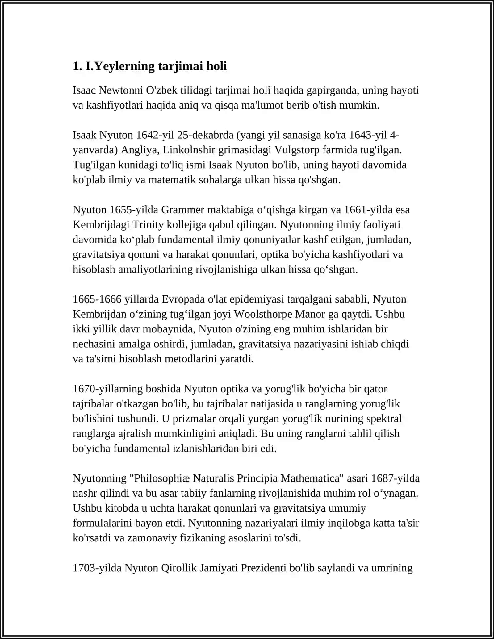 REFERAT: I.YEYLER, I.VENN, R.DEKARD HAYOTI VA ILMIY FAOLIYATINI OʻRGANISH 3