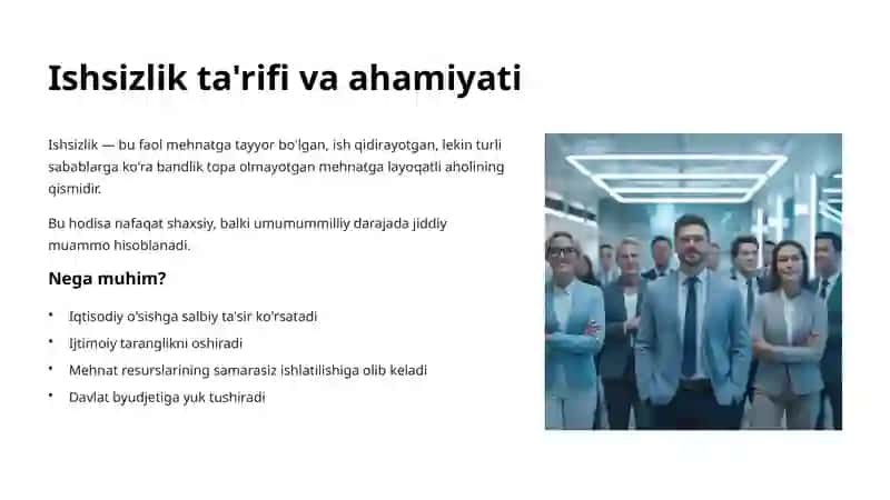 Ishsizlik: Shakllari va Kamaytirish Yo'llari 3