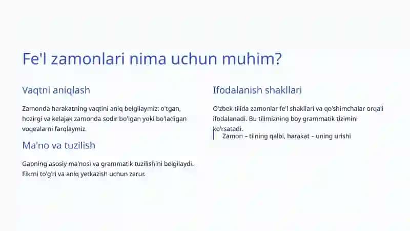 Fe'l Zamonlari: O'zbek Tili Grammatikasi Asoslari 3