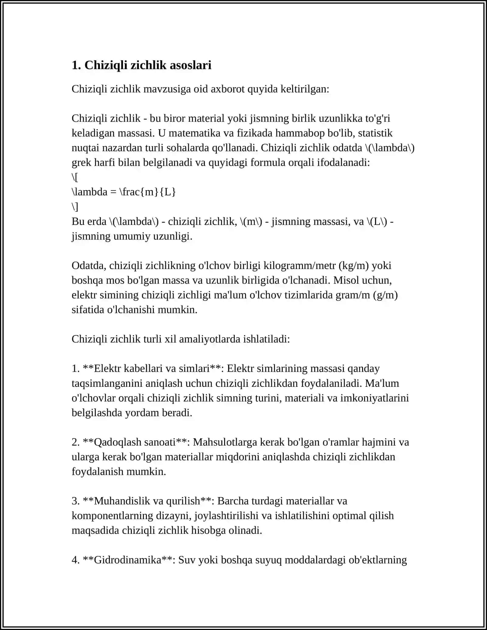 IPLARNING CHIZIQLI ZICHLIGI VA METRIK NOMERI 3