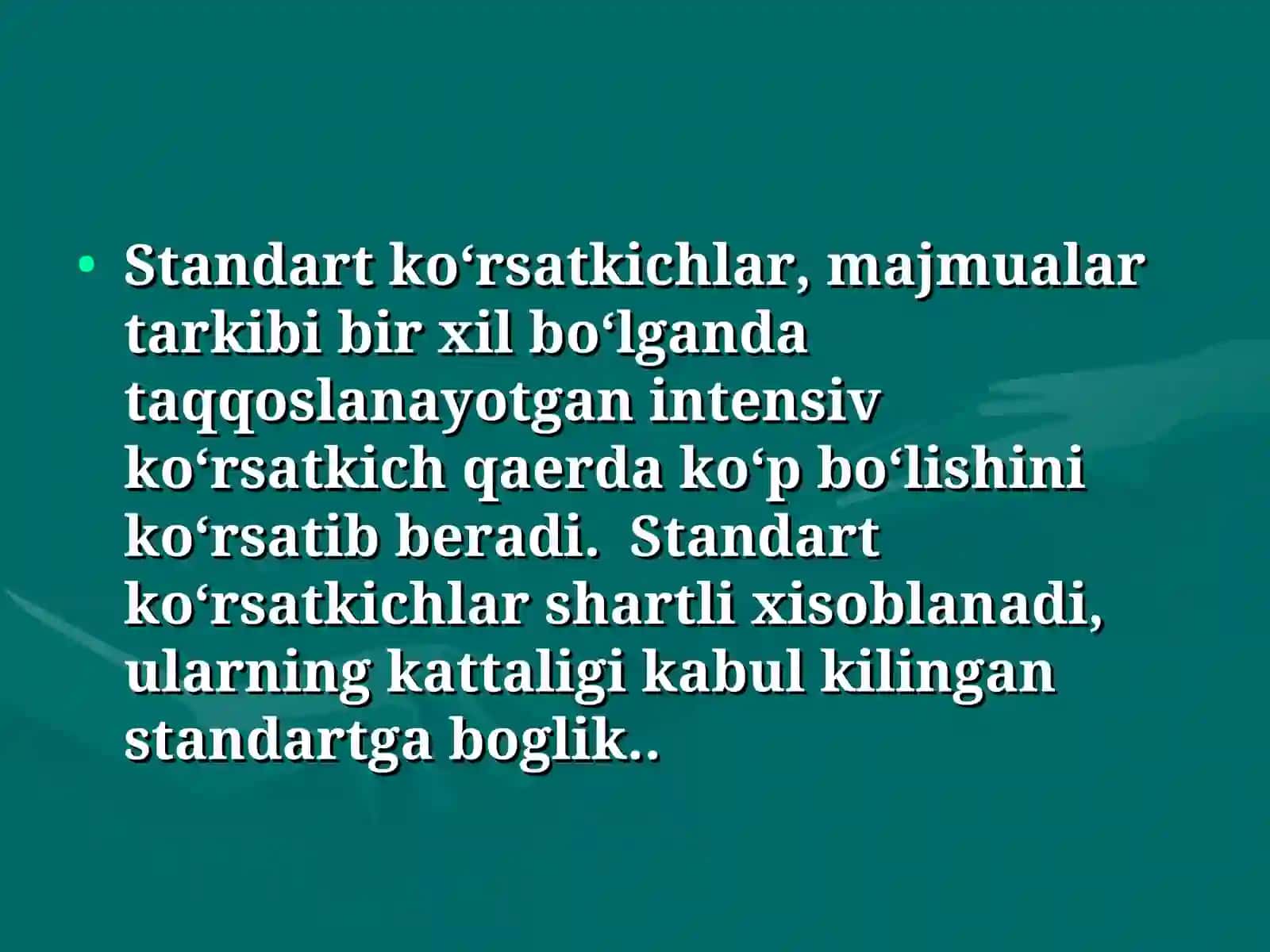 Standartlash usuli statistik taxlilda qo`llanilishi 3
