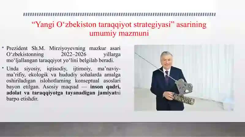 O’ZBEKISTON RESPUBLIKASI PREZIDENTI SH.M.MIRZIYOYEVNING " YANGI O’ZBEKISTON TARAQQIYOT STRATEGIYASI" KITOBIDA RIVOJLANISH MODELI VA UCHINCHI RENESSANS TUSHUNCHALARI. 3
