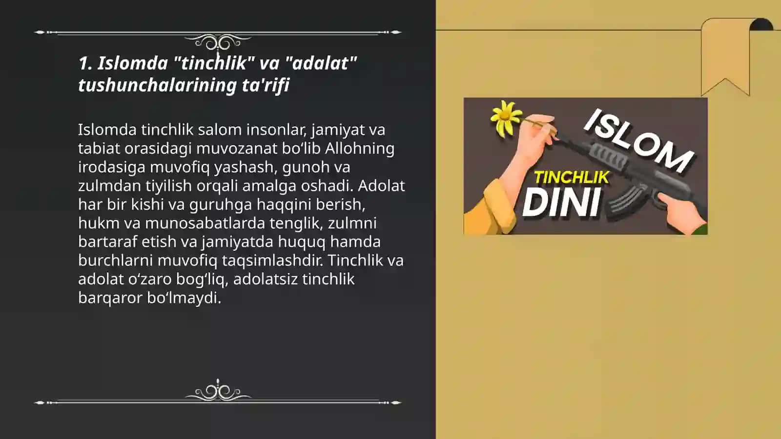 Islomda tinchlik va adolat tushunchalari 3
