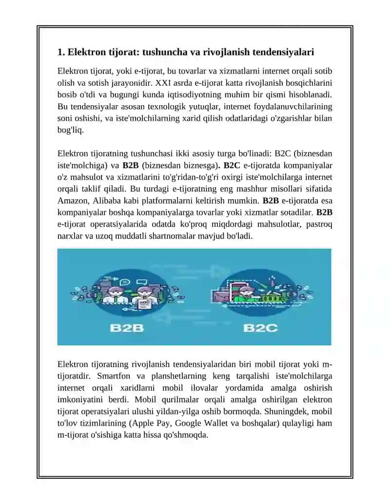 ELEKTRON TIJORAT: YE-TIJORAT VA YE-MARKETING. ELEKTRON TIJORAT TIZIMLARI 3