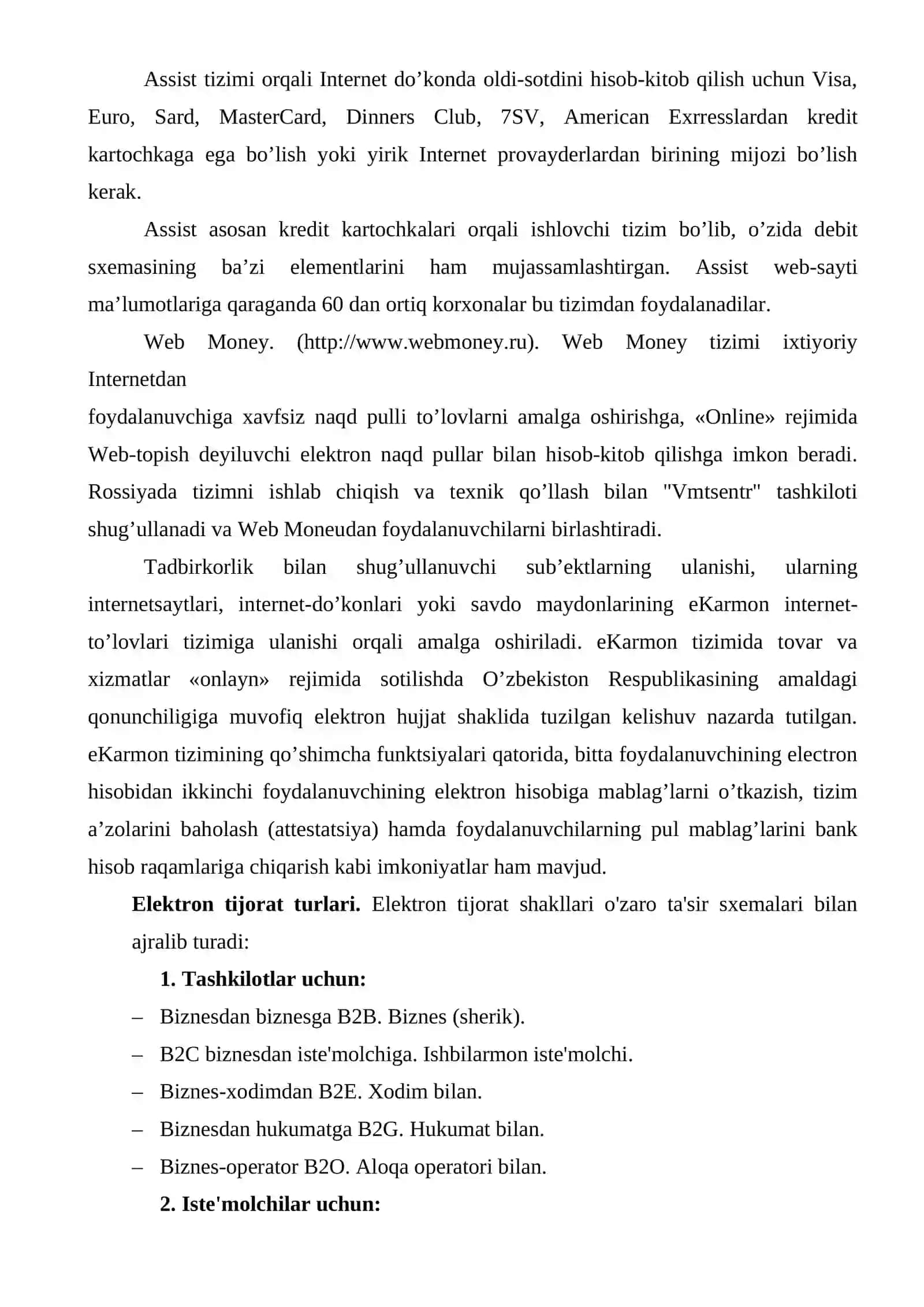 Elektron tijorat tizimlari, Ekektron tijorat asoslari, E-tijorat dasturiy ilovalar 3