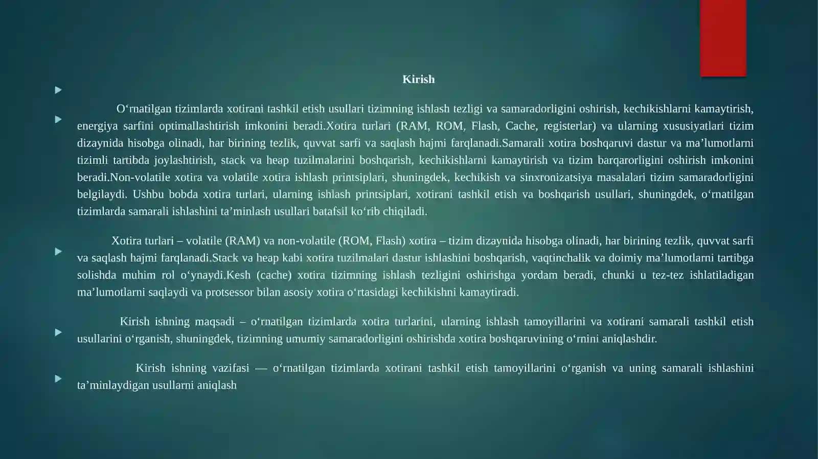 O'Rnatilgan Tizimlarda Xotirani Tashkil Etish Usullari 3