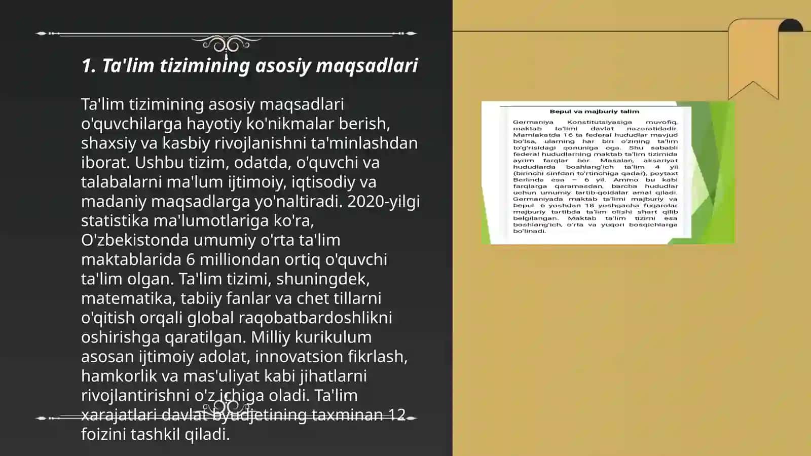 Ta'lim tizimi talim to'g'risidagi qonun 3