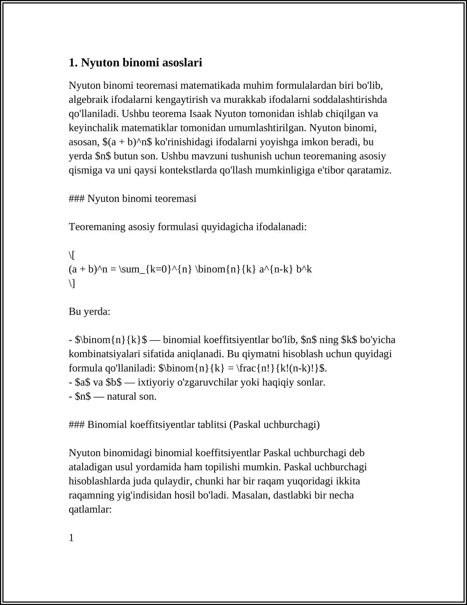NYUTON BINOMI. PASKAL UCHBURCHAGI 3