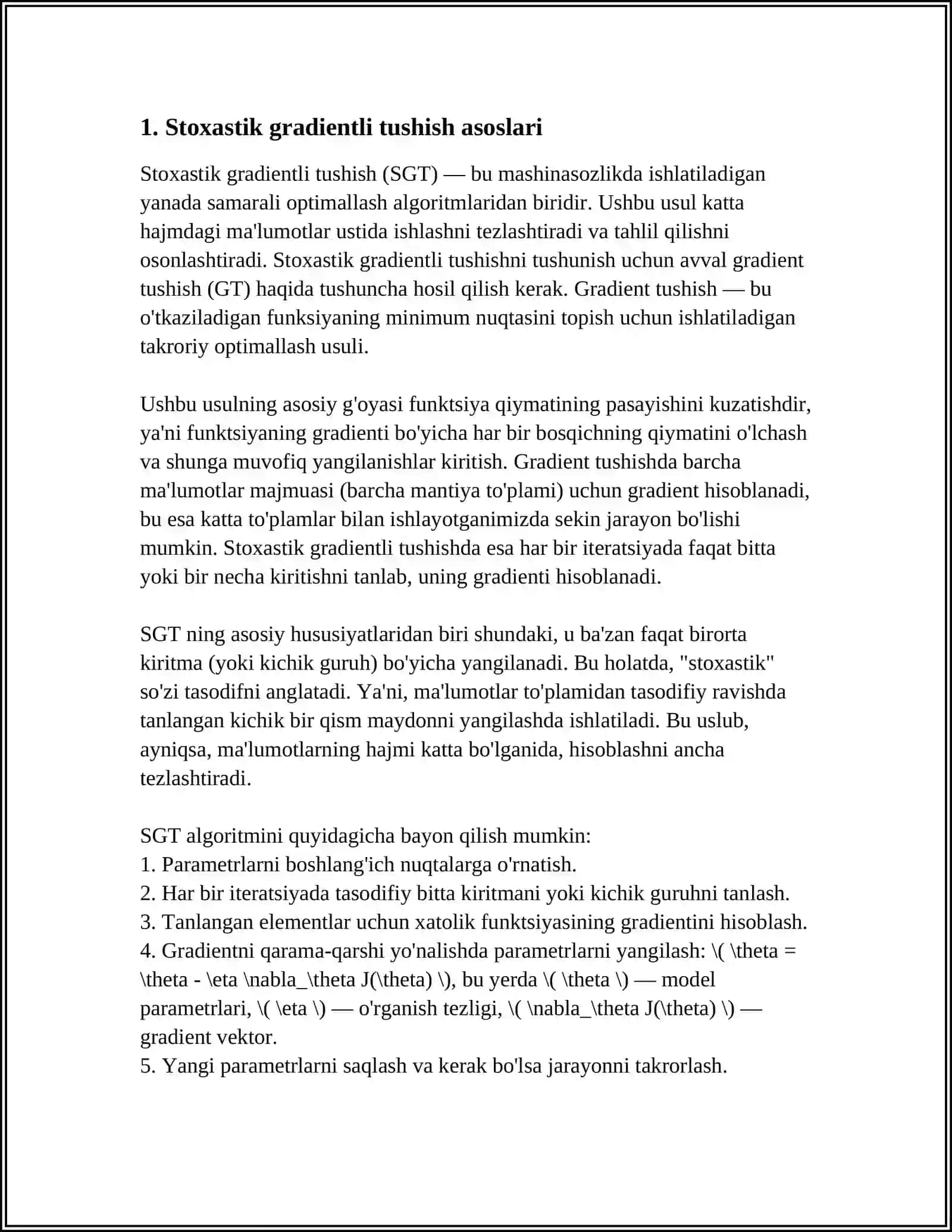 STOXASTIK GRADIENTLI TUSHISH 3