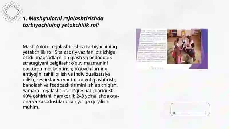 Mashgʻulotda tarbiyachining yetakchilik roli 3