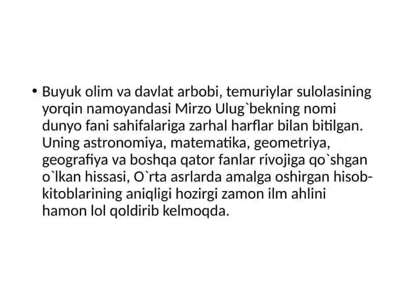 Mirzo Ulug’bekning geografiyafaniga qo’shgan hissasi 3