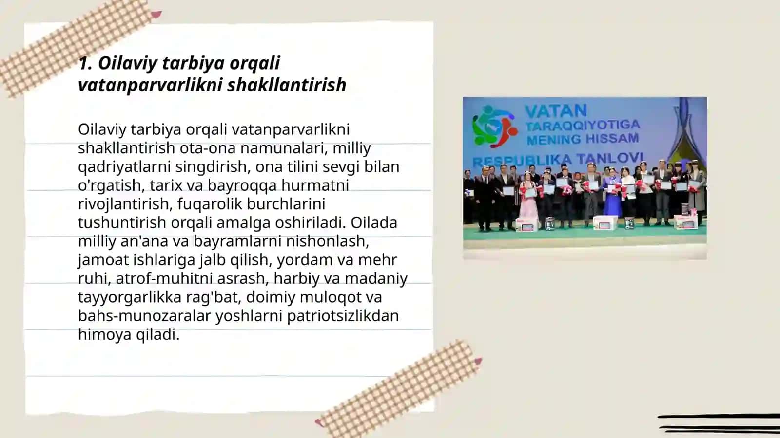 Vatan taraqqiyotiga men ham mas’ulman: Oila jamiyatning asosiy bo‘g‘ini 3