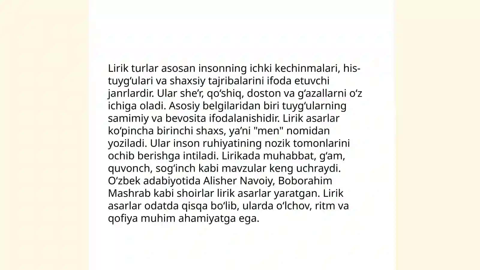 Lirik va epik turlarning óziga xos xususiyatlari 3
