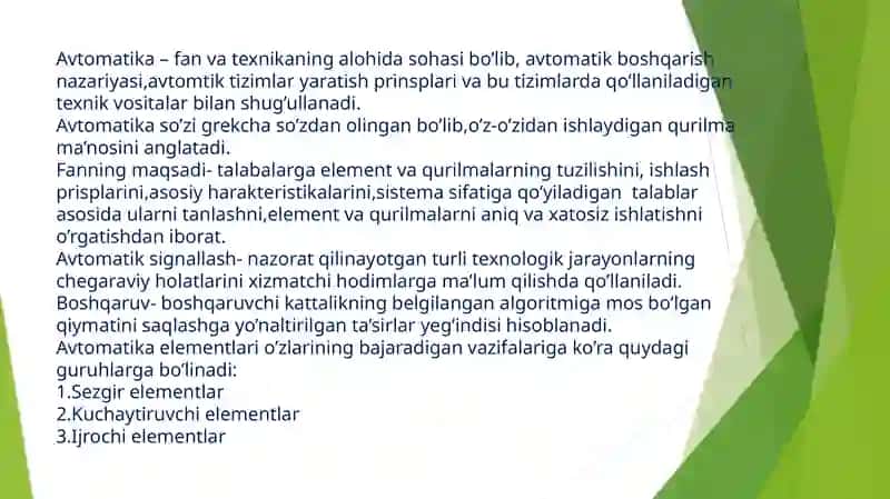 Avtomatik boshqarish nazariyasi 3