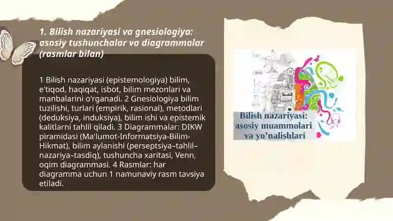 Bilish nazariyasi va gnesiologiya: asosiy tushunchalar va diagrammalar (rasmlar bilan) 3