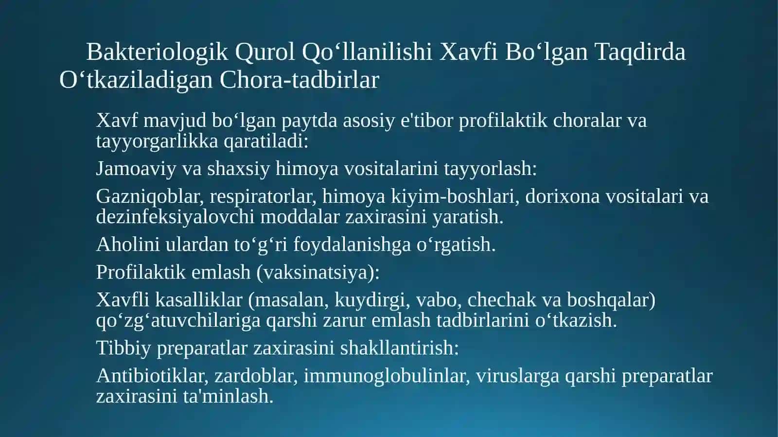 Dushman tomonidan bakteriologik qurol qo'llanilishi xavfi bo'lgan taqdir 3