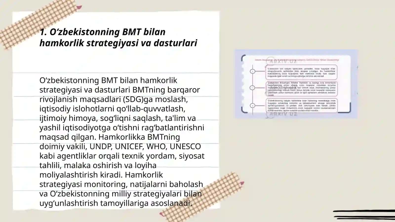 Oʻzbekistonning BMT bilan hamkorlik strategiyasi va dasturlari 3