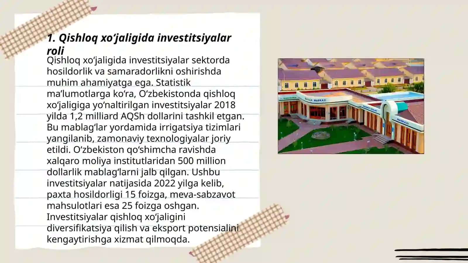 Qishloq xoʻjaligida investitsiyalar va ulardan foydalanish samaradorligi 3