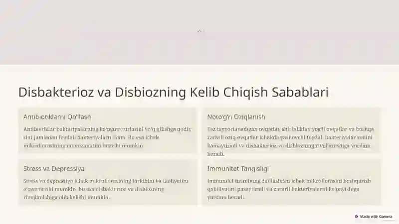 Disbakterioz va Disbioz: Kelib Chiqish Sabablari va Tashxis Qo‘yish Usullari 3
