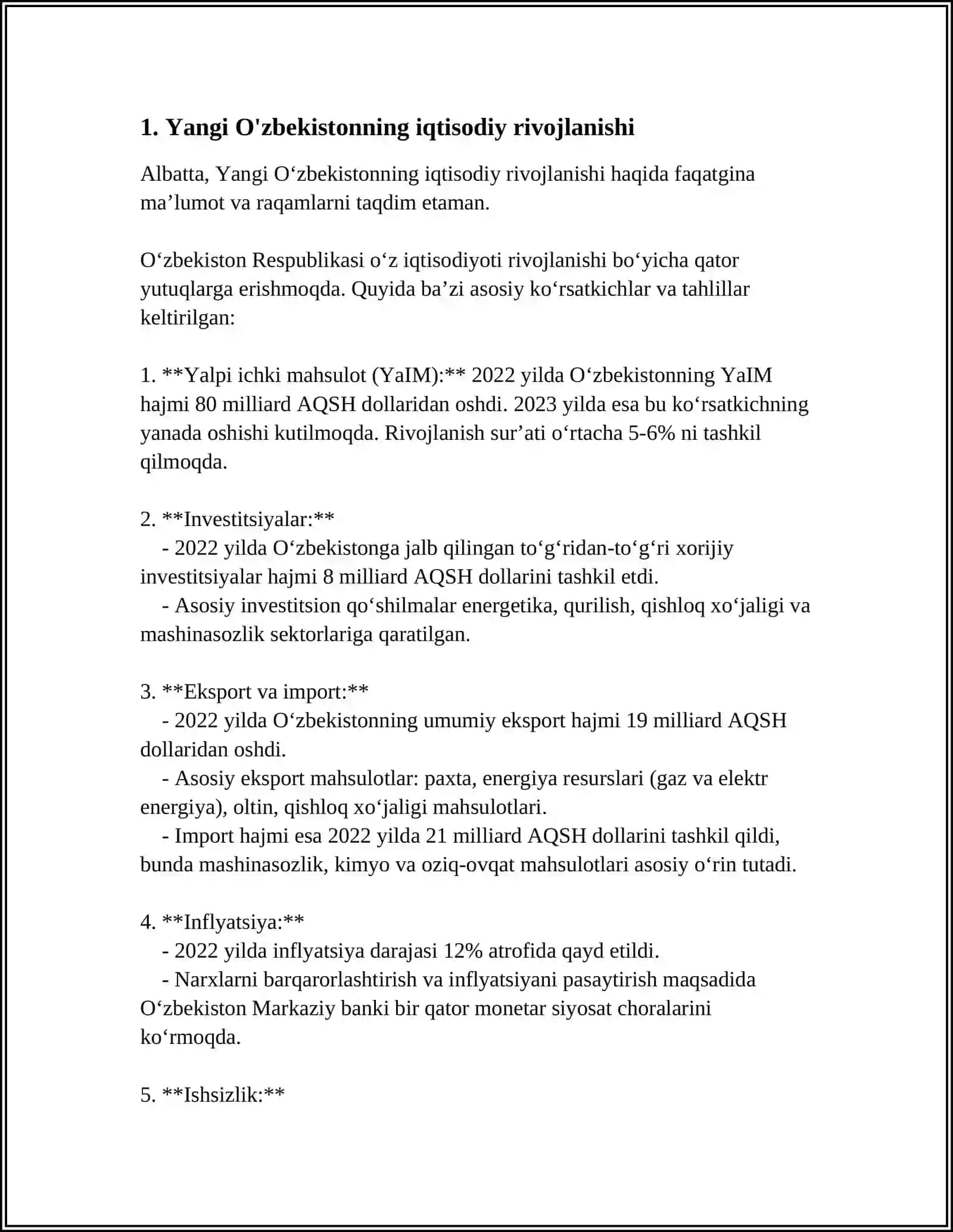 YANGI O'ZBEKISTON - MENING TASAVVURIMDA 3