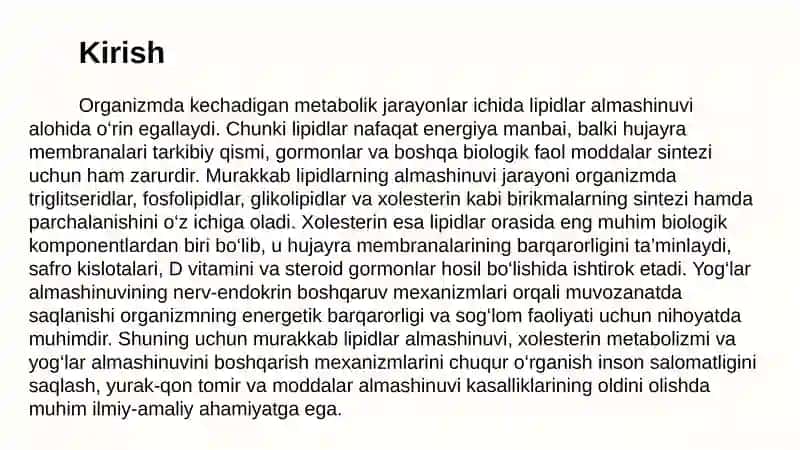 MURAKKAB LIPIDLAR ALMASHINUVI VA YOG‘LAR  ALMASHINUVINI BOSHQARISH 3