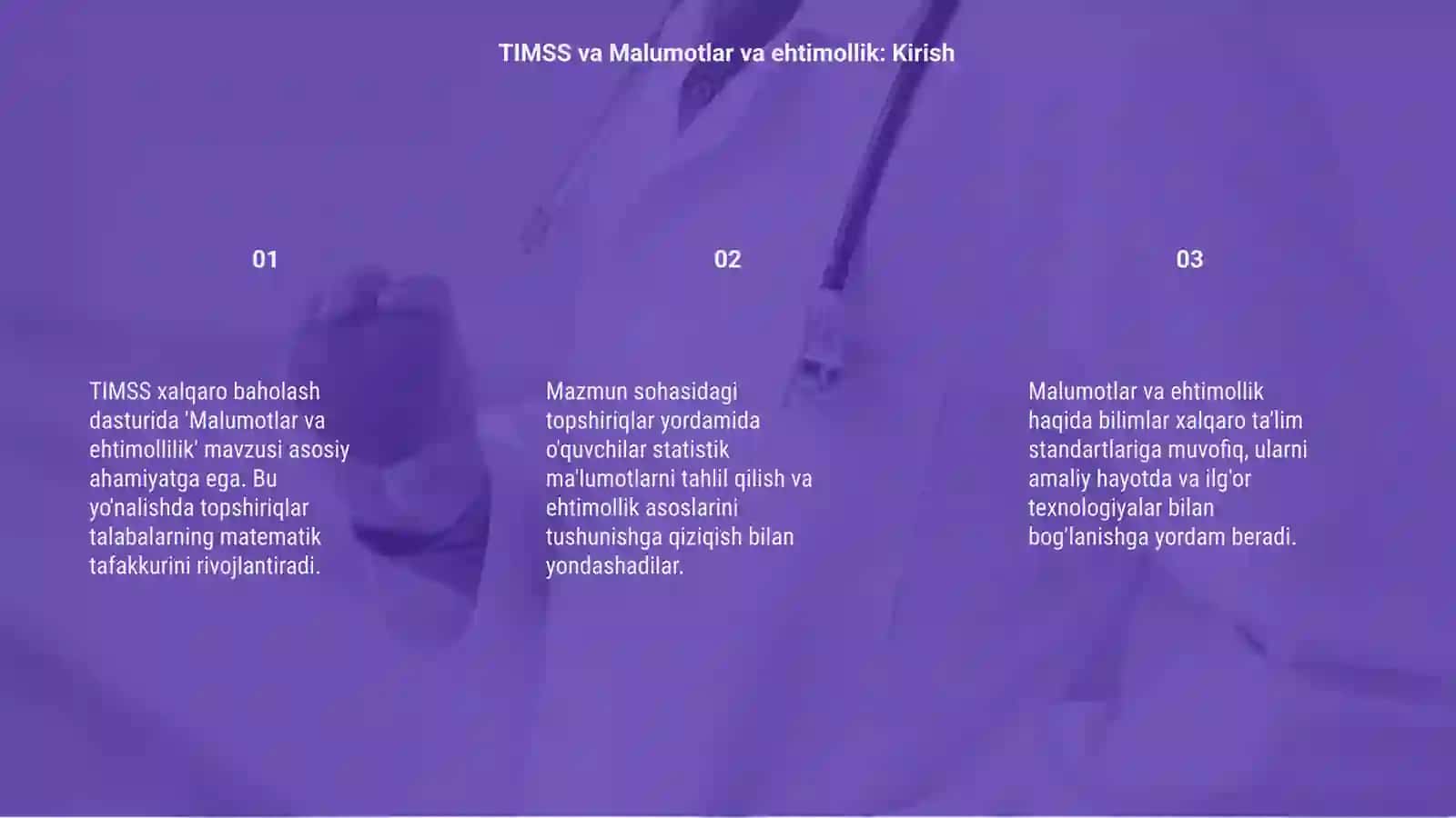 TIMSS xalqaro baholash dasturida "Malumotlar va ehtimollilik "mazmun sohasiga oid topshiriqlar 3