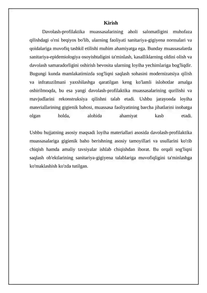 Davolash-profilaktika muassasalarini gigienik baholash 3