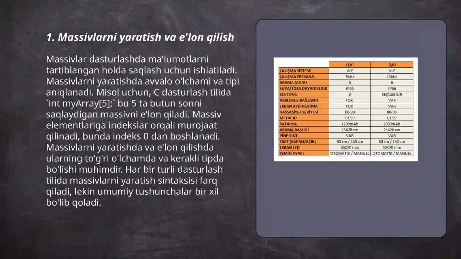 Massivlar bilan ishlash funksiyalari Q |A 3