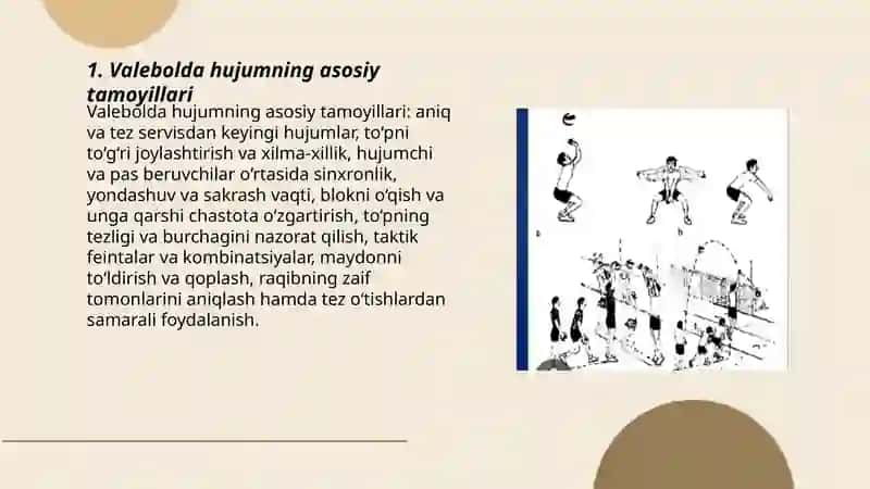 Valebolda taktik tayyorgarlik asoslari (hujum va himoya taktikasi) 3