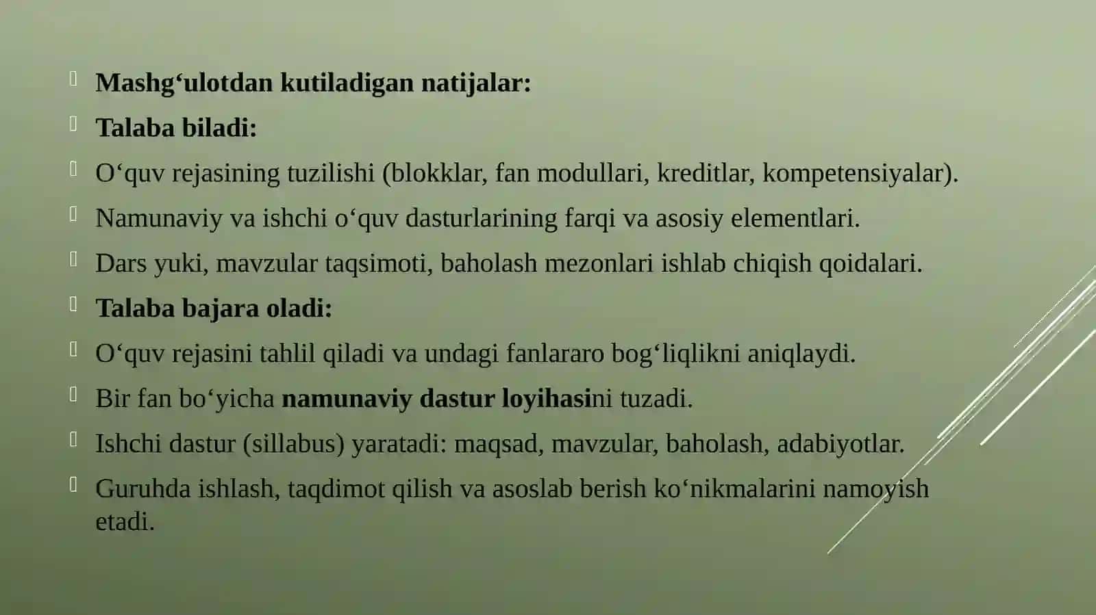 O'quvre ja'sini tahlil qilish 3